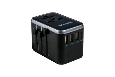 Адаптер Verbatim UTA-04 Universal Travel Adapter with 1 x USB-C PD 61W & QC 3.0 / 1 x USB-C / 3 x USB-A