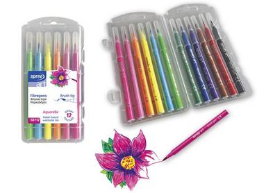 Флумастери Spree ART 12 цвята четка 