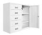 Метален контейнер UG с 5 чекмеджета  - сниман под ъгъл, дясна страна отворена, празен, бял