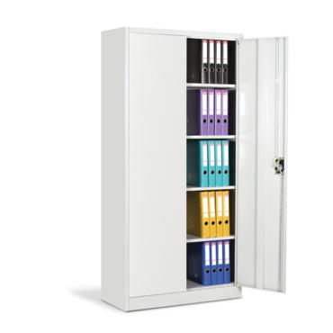 Архивен шкаф BTL L с 5 отделения 185х90х40 смАрхивен шкаф BTL L с 5 отделения 185х90х40 см- бял, с дясна отворена врата, пълен с класьори, сниман отпред