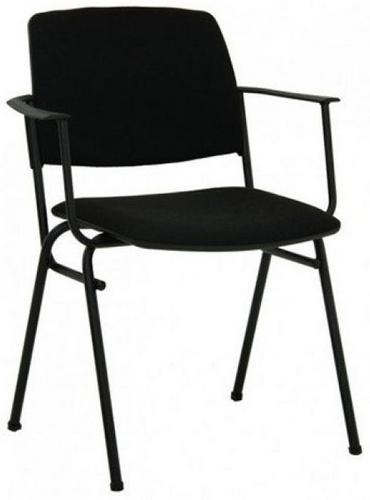 Посетителски стол ИСИТ АРМ- черен цвят дамаска