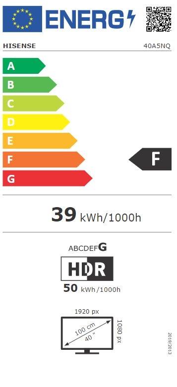 Телевизор Hisense 40' A5NQ, Full HD 1920x1080, QLED, Quantum Dot , HDR, HLG, DTS HD, Light Sensor, Dolby Audio, Smart TV, WiFi, WiFi Direct, 2xHDMI, 2xUSB, LAN, CI+, DVB-T2/C/S2, Black