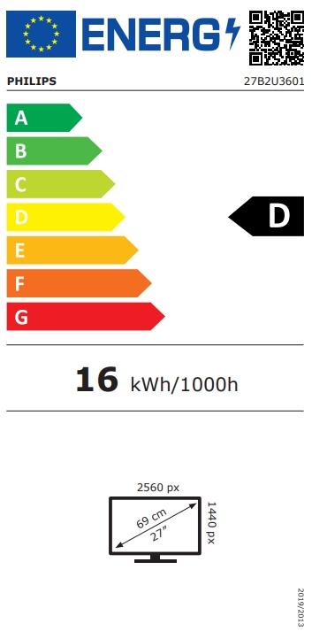 Монитор Philips 27B2U3601, 27' IPS WLED, 2560x1440@120Hz, 4ms GtG, 350cd m/2, 1500:1, 50M:1 DCR, Adaptive Sync, FlickerFree, SoftBlue, 2Wx2, Tilt, Height Adjust, Pivot, Swivel, HDMI, DP, RJ45, USB hub