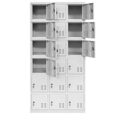 Метален гардероб BTL ZHZ с 18 отделения 180х90х40 см, - сниман отпред, с отворени врати, празен, сив