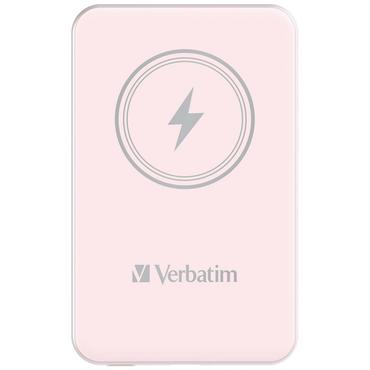 Външна батерия Verbatim MCP-5PK Power Pack 5000 mAh with UBS-C® PD 20W / Magnetic Wireless Charging 15W Pink