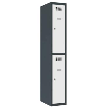 Метален гардероб FRT с 2 отделения 180х30х50 см - черен, сниман отстрани, затворени врати