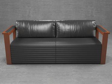 Диван триместен ДРАМА NORMA 03 - сниман отпред, черен цвят кожа