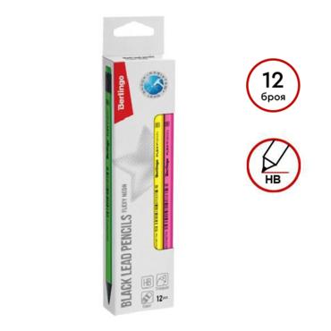 Молив Berlingo Flexy Neon НB с гума 12 броя