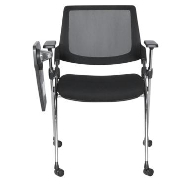 Посетителски стол АЛБА- подвижна масичка, черна дамаска