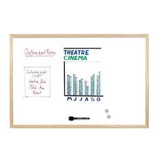 Бяла магнитна дъска с дървена рамка 40х60 см - снимка отпред, с рисунки по нея