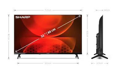 Телевизор Sharp 32FH2EA, 32' LED Android TV, HD 1366x768, Frameless, DVB-T/T2/C/S/S2, Active Motion 400, 1 000 000:1, Speaker 2x8W, Dolby Digital, Google Assistant, Chromecast Built-in, 3xHDMI, Video/Audio input (3 x RCA), CI+, USB, Wi-Fi, Bluetooth, LAN,