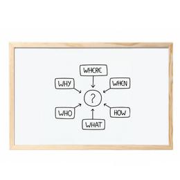 Бяла дъска с дървена рамка 60х90 см - начертано върху нея