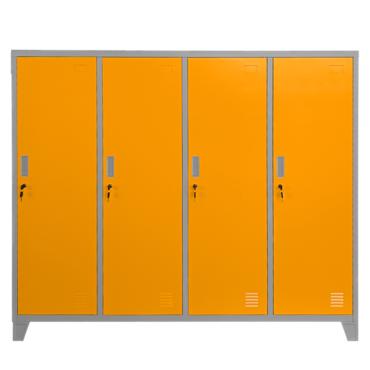 Метален гардероб BTL JZ с 4 отделения 150x159x40 см оранжев с 4 затворени врати и заключване