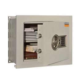 Метален сейф PMT за вграждане 22 EL - отворен сив, с папки вътре