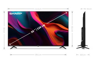 Телевизор Sharp 50GL4260E, 50' LED  Google TV, 4K Ultra HD 3840x2160 Frameless, AQUOS, 1 000 000:1, DVB-T/T2/C/S/S2, Active Motion 1000, HDR10, Dolby Atmos, Dolby Vision, Google Assistant, Chromecast Built-in, HDMI 2.1 with eARC, 3.5mm Headphone jack / li