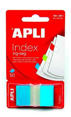 Самозалепващи индекси 25Х45мм Zig-Zag в диспенсер синьо