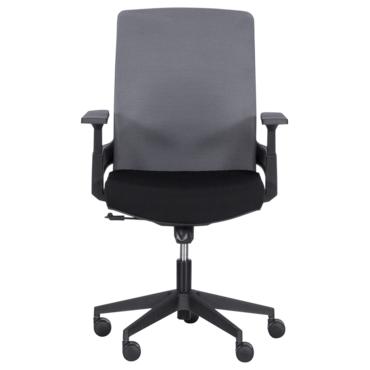 Работен стол АНЖЕЛ- снимка отпред, черно със сиво