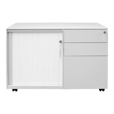 Метален контейнер H BTL с 2 чекмеджета и плъзгаща врата - сниман в профил, затворени врати, празен