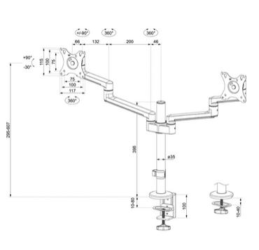 Стойка Neomounts by Newstar Screen Desk Mount (clamp+grommet)