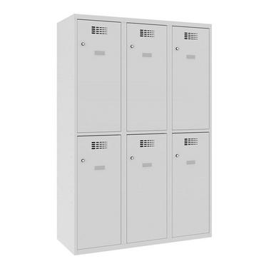 Метален гардероб 6 отделения 180х120х50 см - сив, сниман отпред, затворени врати