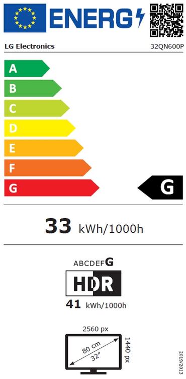 Монитор LG 32QN600P-B, 32' IPS AG, sRGB 99%, 5ms, 350 cd/m2, 1000:1, QHD (2560x1440, 75Hz, HDR 10, HDMI, DisplayPort, AMD FreeSync, Dynamic Action Sync, Color Calibrated, Tilt, Clockwise