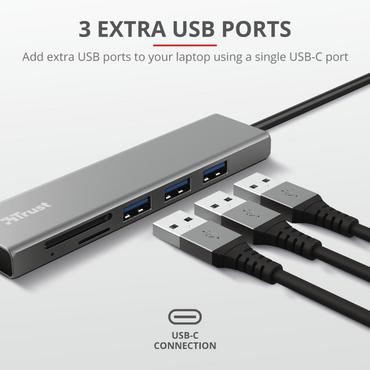 USB хъб TRUST Halyx Fast USB-C Hub & Card Reader