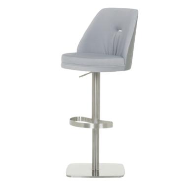 Бар стол ХЕЛЕНА- хромирана база, сива дамаска