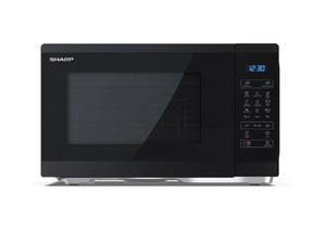 Микровълнова печка Sharp YC-MG252AE-B, Fully Digital, Built-in microwave grill, Grill Power: 1000W, steel/painted grey, 25l, 900 W, Housing Material Microwave-Steel, LED Display Blue, Timer & Clock function, Child lock, Defrost, Cabinet Colour: Black