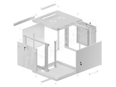 Комуникационен шкаф Lanberg rack cabinet 19' wall-mount 9U/600x600 for self-assembly with metal door grey (flat pack)