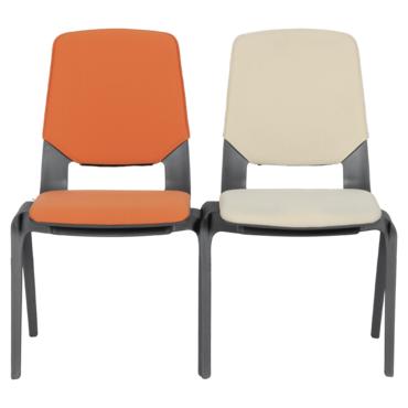 Посетителски стол ЛЕВЕНА- оранжев цвят, жълт цвят