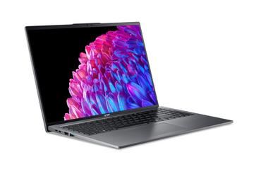 Лаптоп Acer Swift Go 16, SFG16-72-73WT,Intel Core Ultra 7 155U(up to 4.80GHz, 12MB), 16' 3.2K OLED (3200x2000) 120Hz, 32 GB LPDDR5X on board, 1000GB  NVMe SSD,Intel Graphics,QHD Cam, WiFi 6E, BT 5.3, Micro SD card,Backlit Kbd, Win 11 Home, Steel Gray