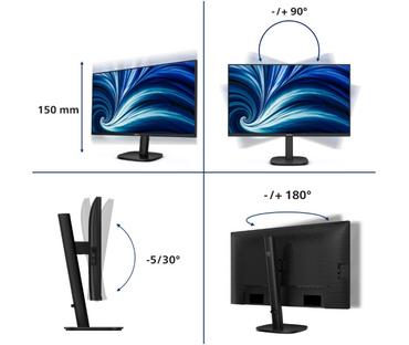 Монитор Philips 27B2U3601, 27' IPS WLED, 2560x1440@120Hz, 4ms GtG, 350cd m/2, 1500:1, 50M:1 DCR, Adaptive Sync, FlickerFree, SoftBlue, 2Wx2, Tilt, Height Adjust, Pivot, Swivel, HDMI, DP, RJ45, USB hub