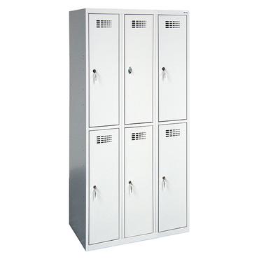 Метален гардероб FRT с 6 отделения 180х90х50 см - сниман отстрани, затворени врати, сив