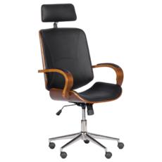 Директорски стол РУБЕН-черна еко кожа, дървени подлакътници