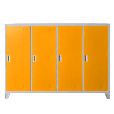 Метален гардероб детски BTL JZ с 4 отделения 130x160x40 см оранжев с 4 затворени врати, сниман отпред