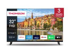 Телевизор Thomson Smart FHD TV 32'; Google TV; 1920 x 1080 (FHD), DLED, 60 Hz, DVB-T/T2/C/S/S2, Wi-Fi, Bluetooth, LAN, HDMI 3 (1.4), USB 2 (2.0), 12 Volt adapter included, Side Feet, Black