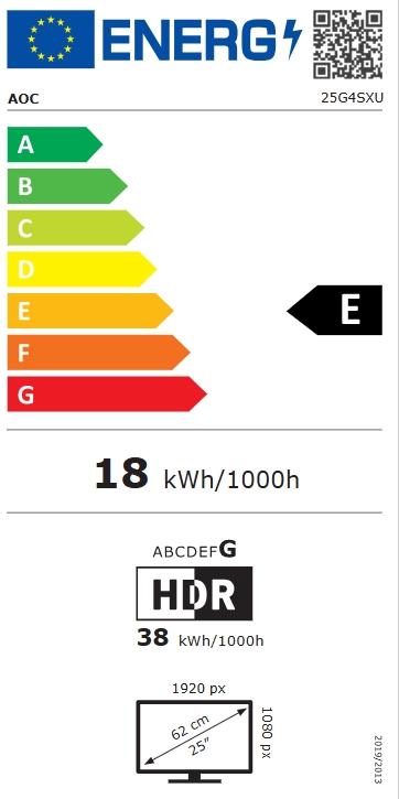 Монитор AOC 25G4SXU, 24.5' Fast IPS WLED, 1920x1080@300Hz/310Hz, 1ms GtG, 0.3ms MPRT, 1000:1, 80M:1 DCR, Adaptive Sync, FlickerFree, Low Blue Light, Tilt, Height Adjust, Pivot, Swivel, 2xHDMI, DP, USB hub