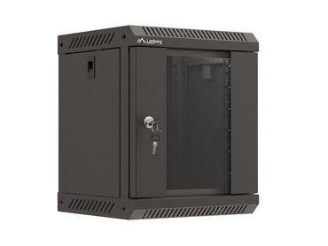 Комуникационен шкаф Lanberg rack cabinet 10' wall-mount 6U/300x300 (flat pack) with glass door black