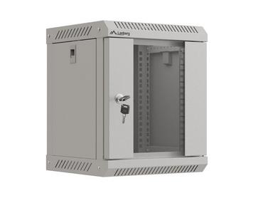 Комуникационен шкаф Lanberg rack cabinet 10' wall-mount 6U/300x300 (flat pack) with glass door grey