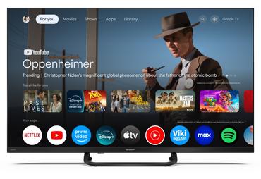 Телевизор Sharp 32HF3865E, 32' QLED Google TV, FHD 1920x1080 Frameless, 1 000 000:1, DVB-T/T2/C/S/S2, HDR10, Speaker 2x8W, Dolby Digital, Google Cast, 3xHDMI (ARC/CEC), CI+, 3.5mm Headphone jack / line-out, lan, 2xUSB, Wi-Fi, Bluetooth, Mini Composite, E,