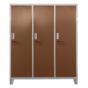 Метален гардероб детски BTL JZ с 3 отделения 150x120x40 см- кафяв, затворе, сниман отпред