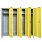 Метален гардероб BTL JZ с 4 отделения 150x159x40 см жълт с 4 отворени врати и 4 рафта