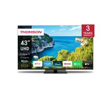 Телевизор Thomson Smart UHD TV 43'; Google TV; 3840 x 2160 (4K UHD), 4000:1, DLED, 60 Hz, DVB-T/T2/C/S/S2, HDR10, Wi-Fi, Bluetooth, LAN, HDMI 2 (2.0) + 2 (2.1), USB 2 (2.0) + 1 (3.0),Central Swivel Stand, Black