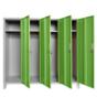 Метален гардероб BTL JZ с 4 отделения 150x159x40 см зелен с 4 отворени врати и 4 рафта