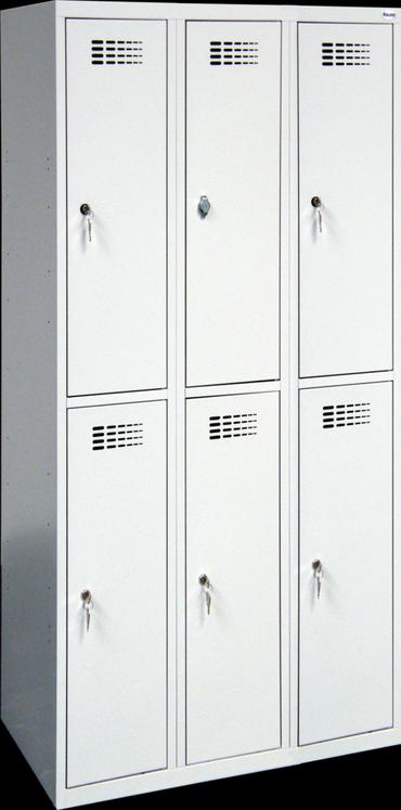 Метален гардероб FRT с 6 отделения 180х90х45 см - приближена снимка, сив, затворени врати