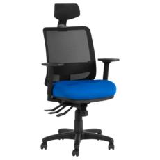 Работен стол SEVERO-сниман отпред, син цвят дамаска