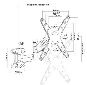 Стойка Neomounts by Newstar wall mounted gas spring TV mount (3 pivots VESA 400x400)