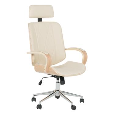 Директорски стол РАДОЙ- снимка отпред, еко кожа, дърво