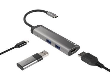 Докинг станция Natec Fowler Multiport Adapter 4 in 1, 2xUSB 3.0 HUB, HDMI 4K, USB-C PD, Slim