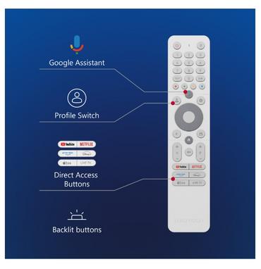 Телевизор Thomson 43' UHD Google TV; 3840 x 2160 (4K UHD), 5000:1, DLED, 60 Hz, Dolby Audio, Google Cast, DVB-T/T2/C/S/S2, HDR10,  Wi-Fi, Bluetooth, LAN, HDMI 2 (2.0) + 2 (2.1), USB 2 (2.0) + 1 (3.0), AV IN, Hotel mode, Side Feet, White